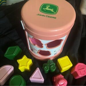 John Deere Pink and Green Learning Shape Sorter 9 total pig barn tractor